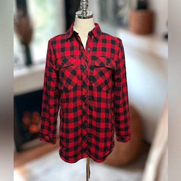 ZARA Women Fleece Lined Flannel Buffalo Red Plaid Jacket Shirt Coat Size XS - Picture 4 of 12